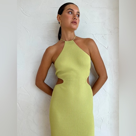 Significant Other Skye Cutout Ribbed Backless Midi Dress In Avocado sz:AU10/US6 - Picture 3 of 16